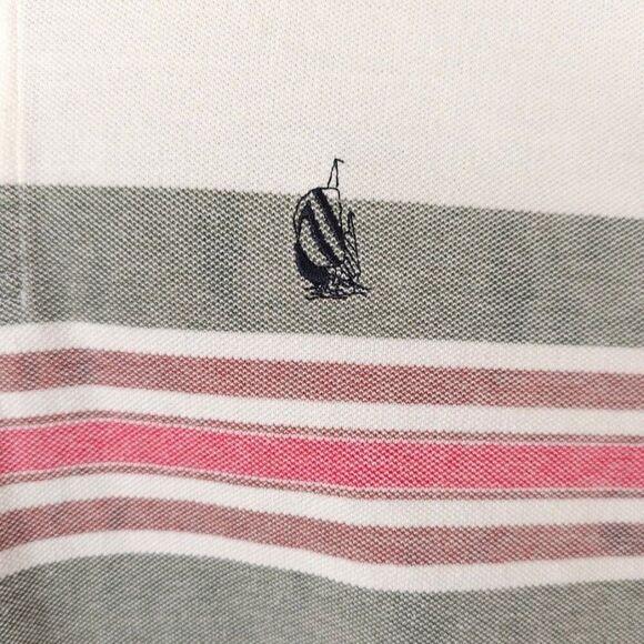 Vintage Nautica Polo Shirt Mens Size Medium White 90s Striped Streetwear - Picture 2 of 5